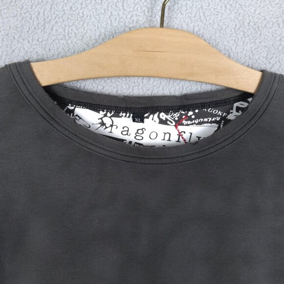 Dragonfly Jesus Graphic Long-Sleeve Tee Distressed Edges XL Cotton Mens Y2K - Picture 5 of 16